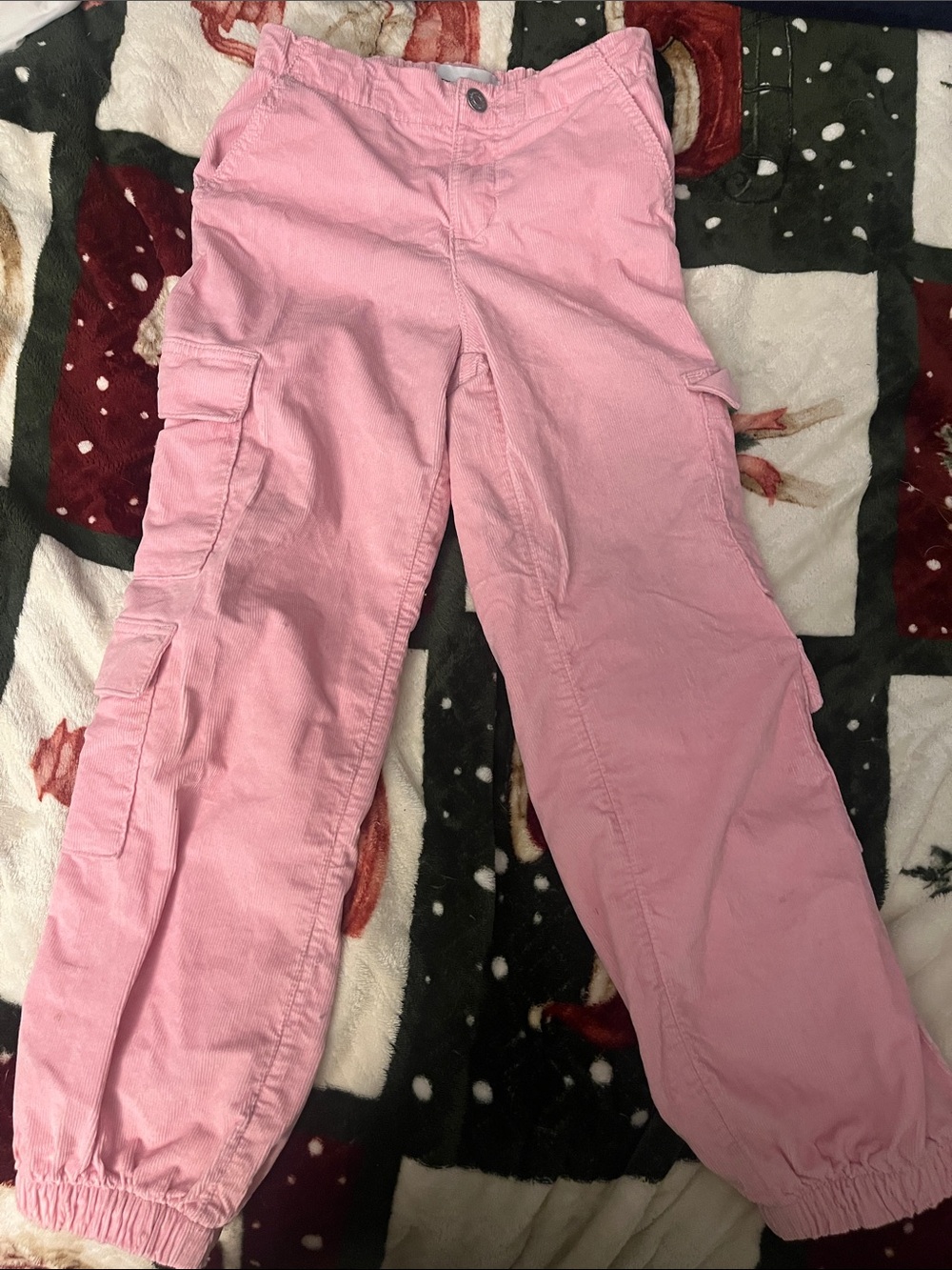 Abercrombie Kids Girls' Pink Corduroy Cargo Pants size 9/10